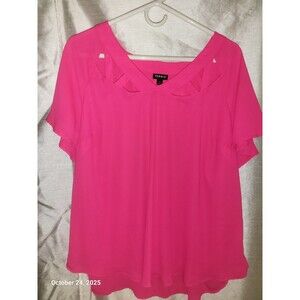 Torrid Short Sleeve Pink Flowy Dress Shirt Size 1 EUC USA Seller